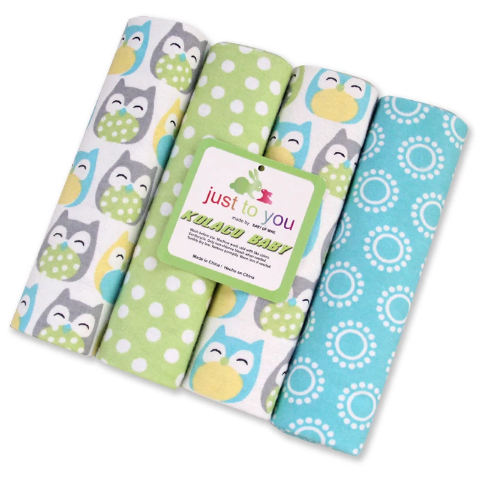 Lot de 4 langes bébé en coton doux – Multi-usages (essuie, couverture, doudou)