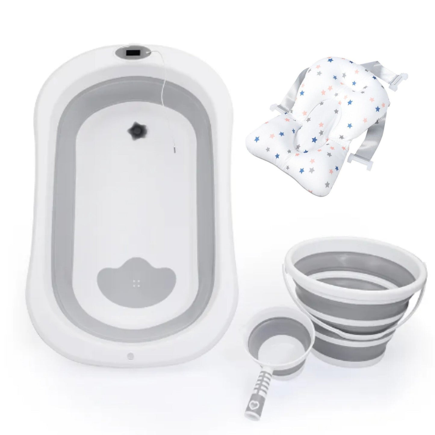 kit de bain pliable pour bébé - baignoire + support + sceaux