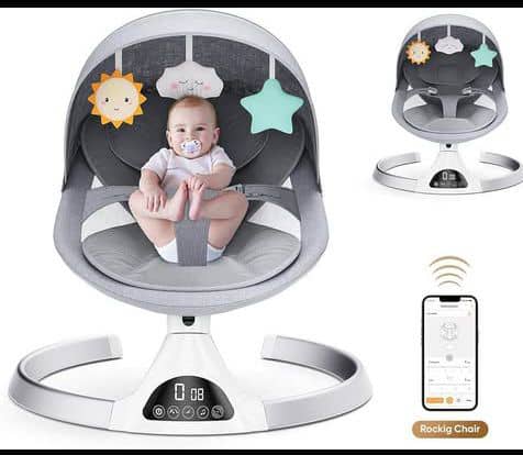 Transat Bébé Électrique Connecté – Balancelle Intelligente avec Télécommande et Jouets Suspendus