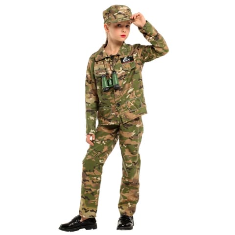 Déguisement Militaire Enfant Complet - Tenue Camouflage avec Accessoires Mardi Gras