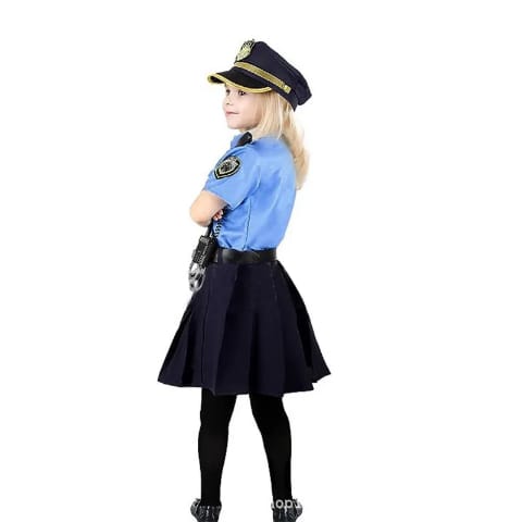 Déguisement Policière Fille - Costume Police Complet avec Accessoires Mardi Gras