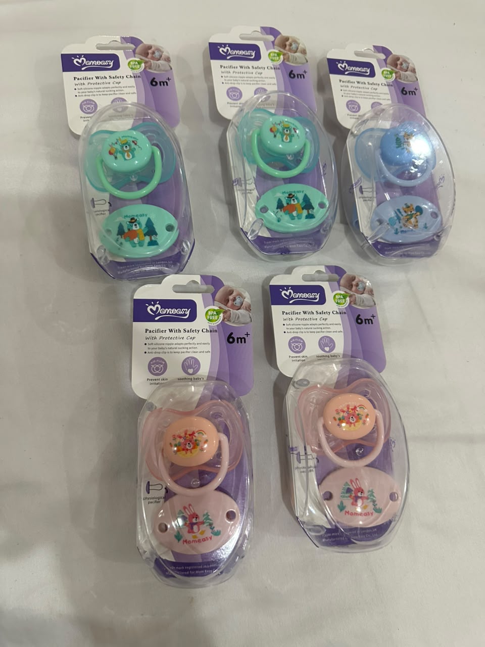 Momeasy – Kit Tétine Physiologique + Attache-Tétine avec Capuchon – 6m+