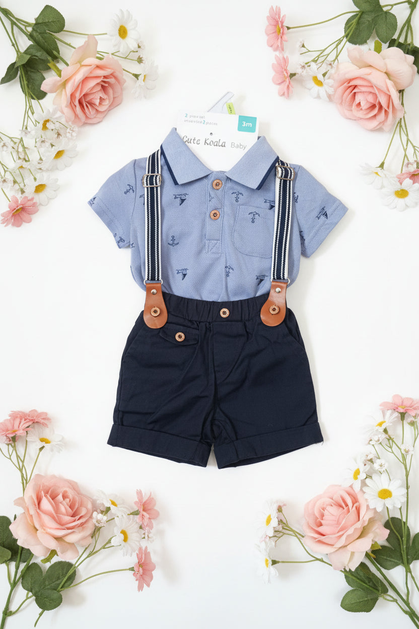 Ensemble Bébé Garçon Bretelles - Chemise et Short