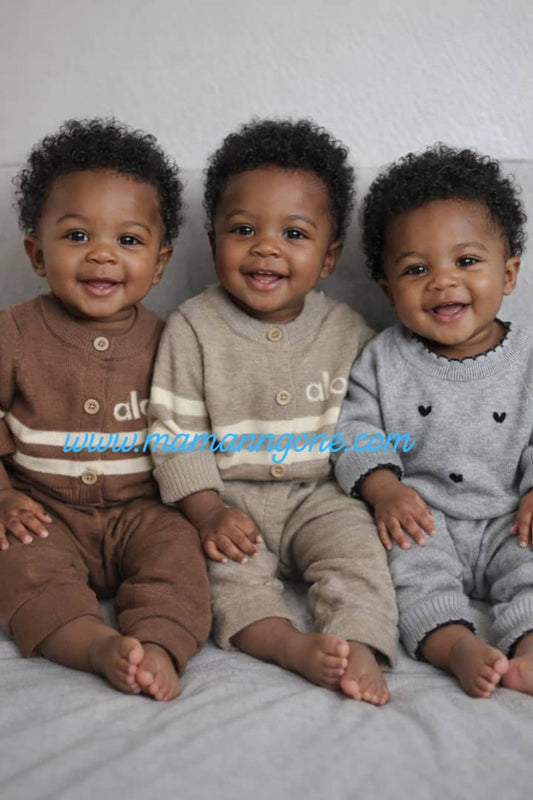 Ensemble Bébé 2 Pièces "Alo" - Gilet + Pantalon Tricoté