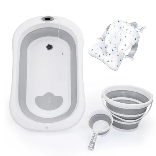kit de bain pliable pour bébé - baignoire + support + sceaux