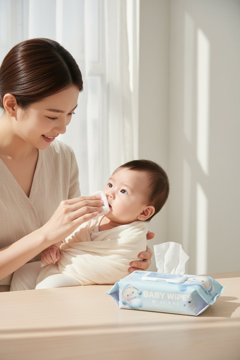 Lingettes Humides Bébé Douces – 100 Pièces avec Couvercle