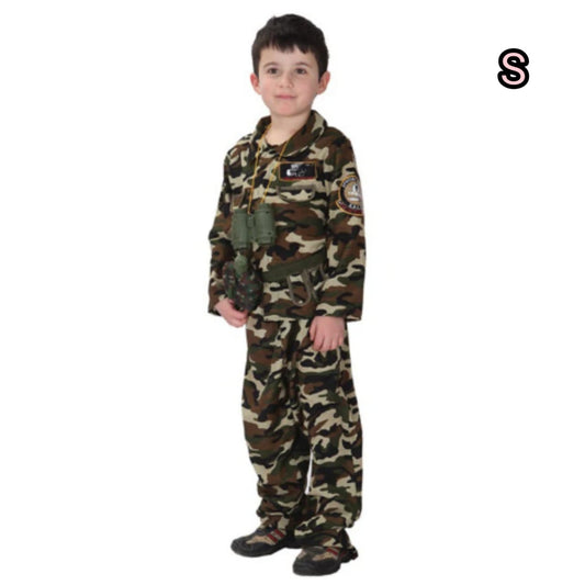 Déguisement Militaire Enfant Complet - Tenue Camouflage avec Accessoires Mardi Gras