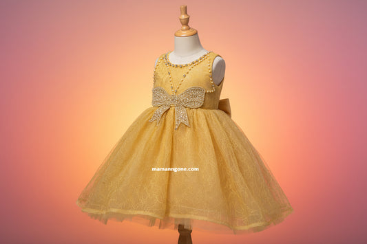 Robe de Cérémonie Fille Princesse Dorée