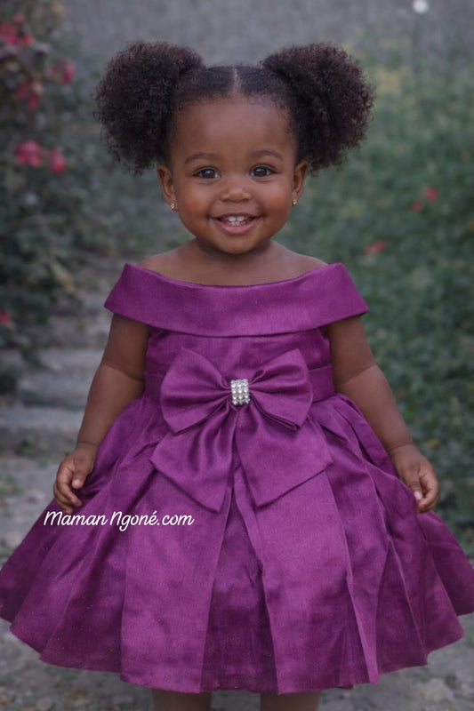 Robe de Cérémonie Fuchsia Satin Épaules Drapées