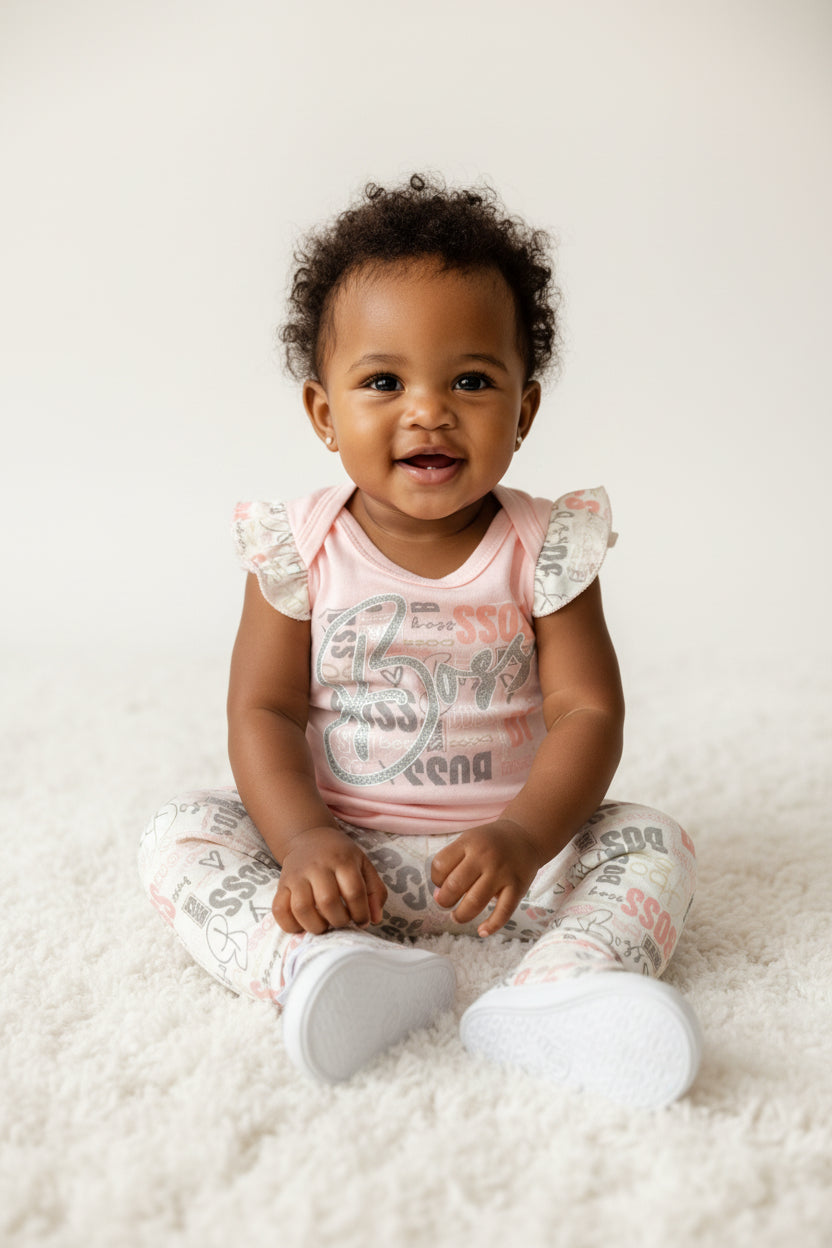 Ensemble 3 Pièces Bébé – Body + Legging + Chaussures « Sassy Like My Mom »