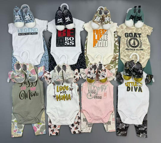 Ensemble 3 Pièces Bébé – Body + Legging + Chaussures « Sassy Like My Mom »