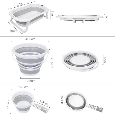 kit de bain pliable pour bébé - baignoire + support + sceaux