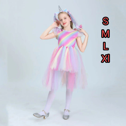 Déguisement mardi gras Licorne Enfant - Costume Arc-en-Ciel Magique avec Corne