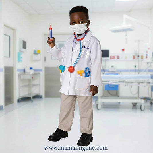 Déguisement mardi gras Docteur Enfant - Costume Médecin Blanc Complet avec Accessoires