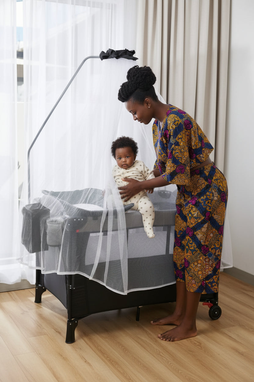 Lit Bébé Parapluie avec Moustiquaire et Roulettes
