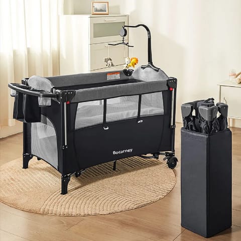 Lit Bébé Parapluie avec Moustiquaire et Roulettes