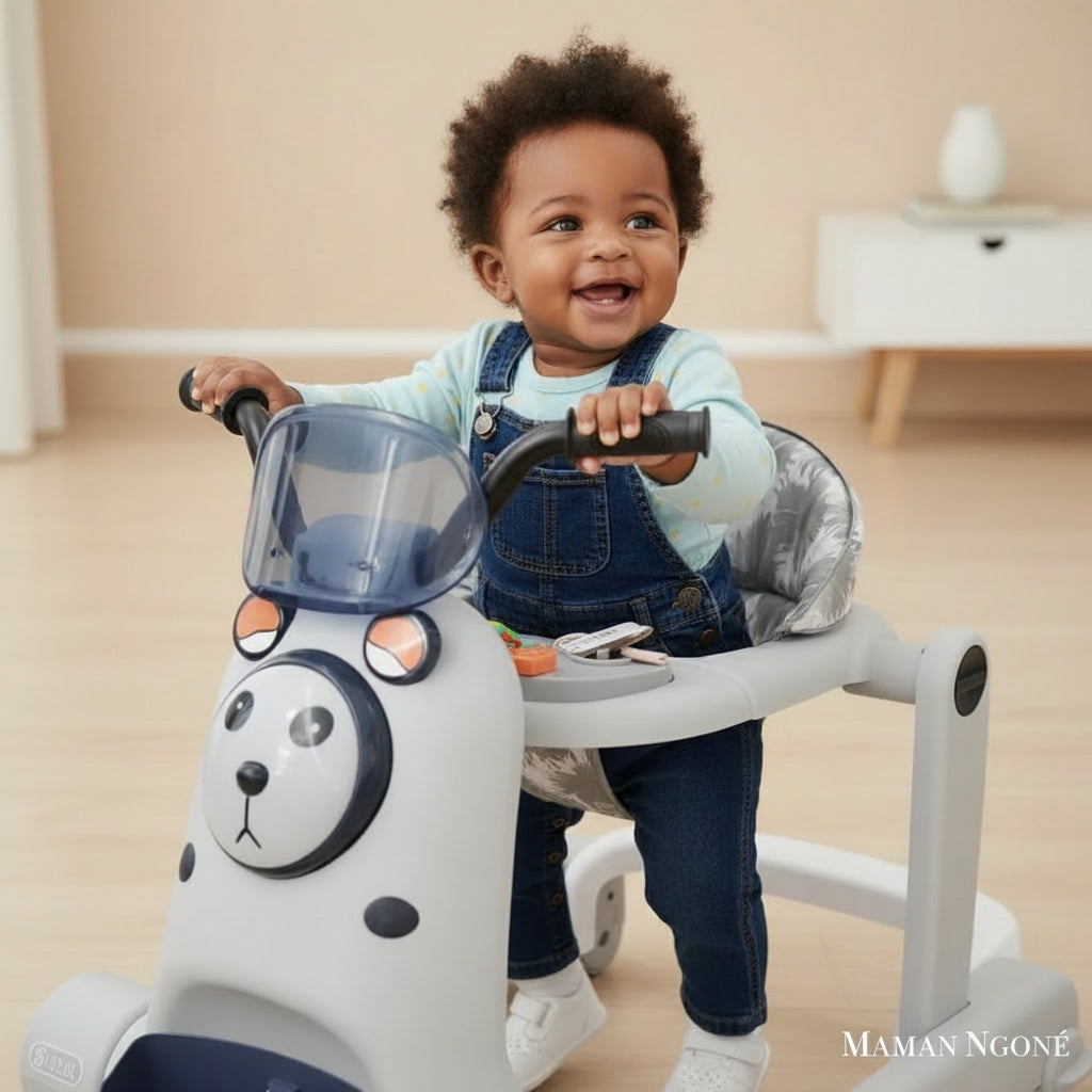 Trotteur 3-en-1 Design Panda avec Siège Bébé