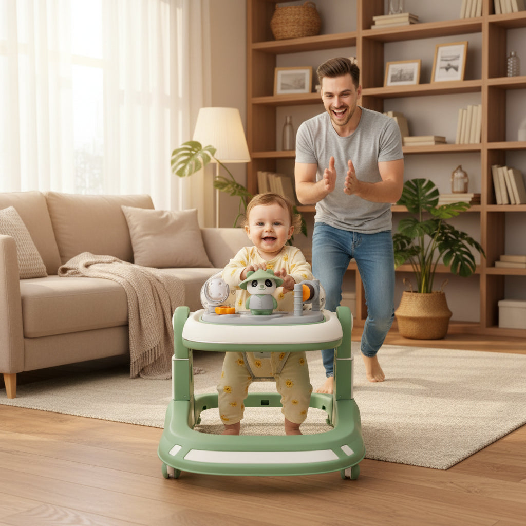 Trotteur Bébé Panda avec Plateau d'Activités