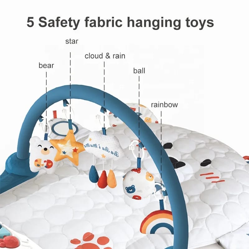 Tapis d'Éveil Bébé avec Arche de Jeux, Piano et Jouets Sensoriels